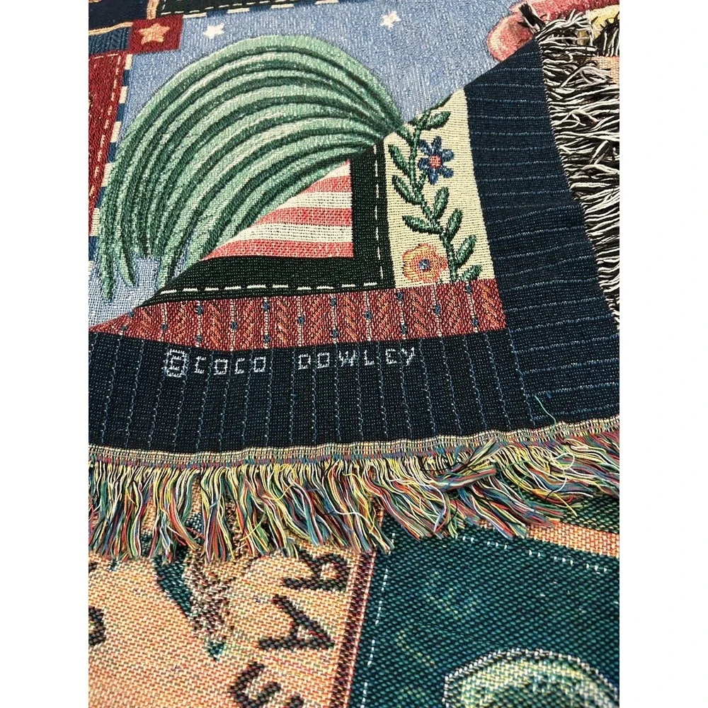 Coco Dowley Rise & Shine Americana Rooster Tapestry Blanket Farmhouse